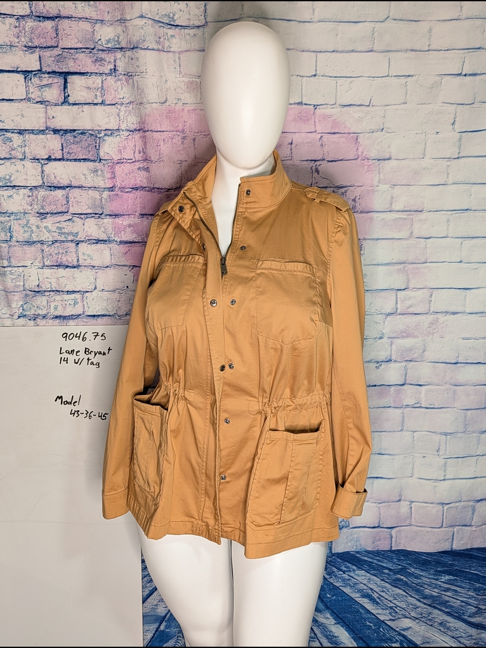 Lane Bryant Light Tan Drawstring Utility Jacket